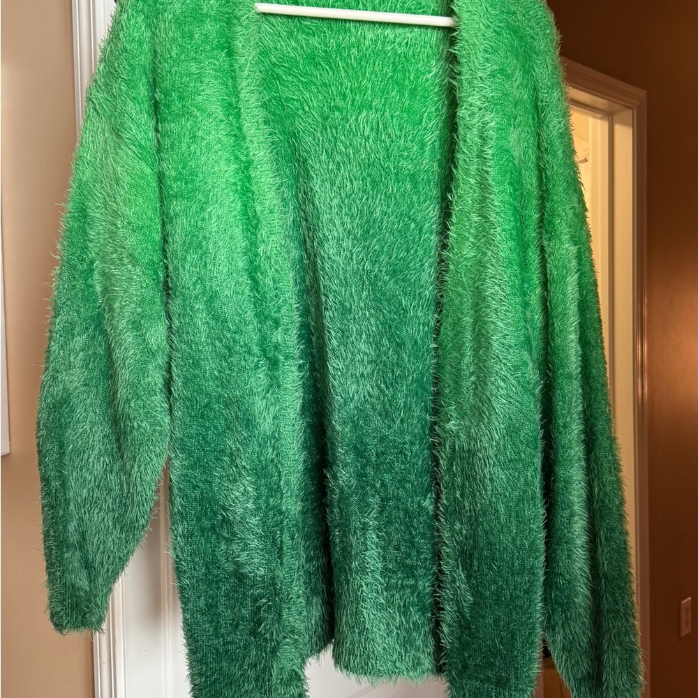 FARM Rio Lush Green Fuzzy Cardigan